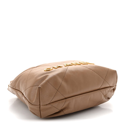 Shiny Calfskin Quilted Mini Chanel 22 Dark Beige