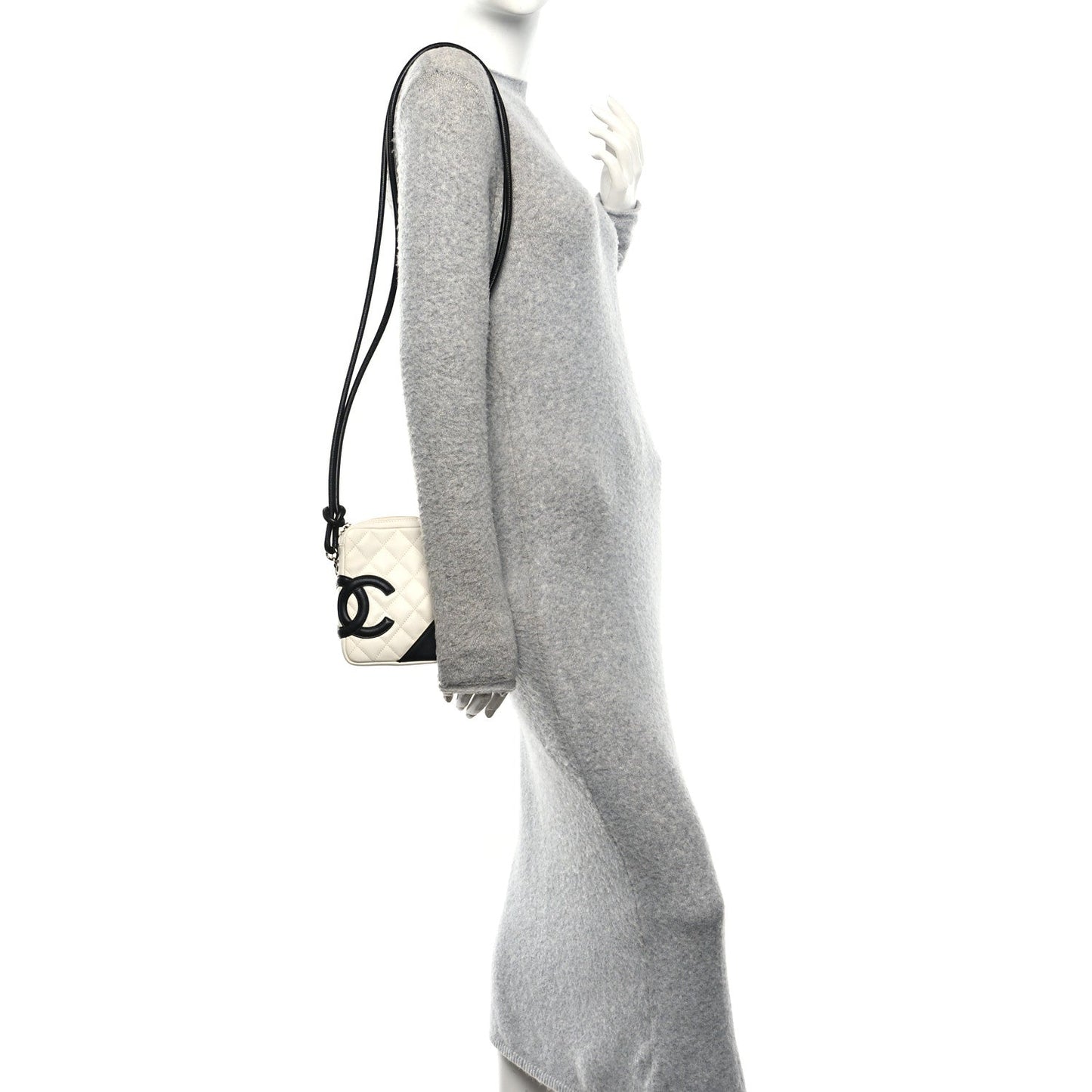Calfskin Quilted Cambon Small Messenger White Black