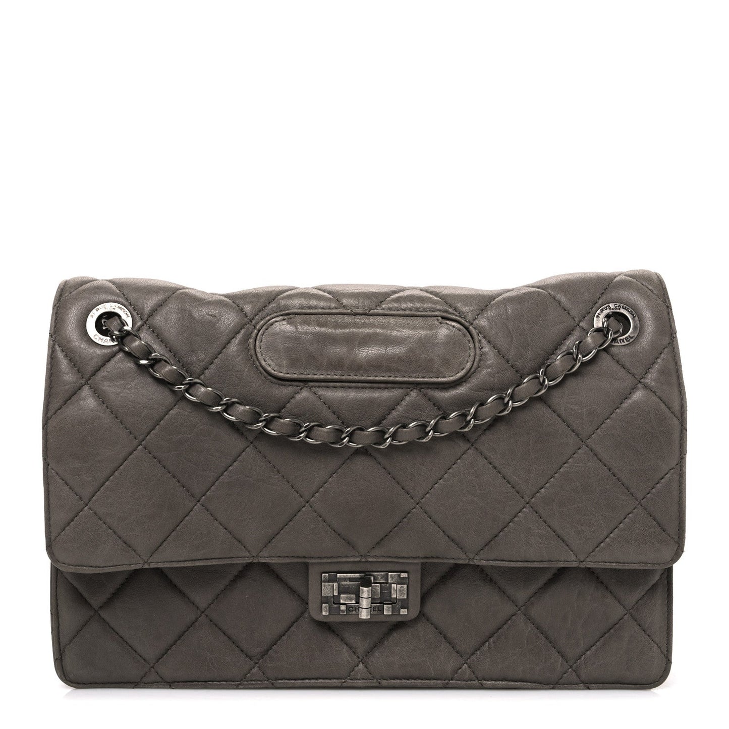 Washed Lambskin Jumbo Take Away Flap Grey
