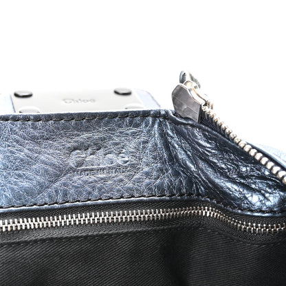 Metallic Calfskin Medium Paddington Satchel Blue