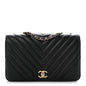 Calfskin Chevron Quilted Large Statement Flap Black