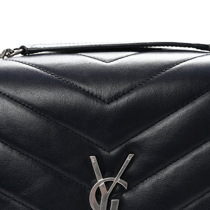 Calfskin Y Quilted Monogram Medium Loulou Chain Satchel Deep Marine