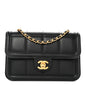 Lambskin Calfskin Mini Chocolate Bar Flap Bag Black