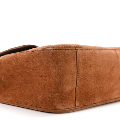 Suede Calfskin Small Souplissimo Maxi Flap Camel
