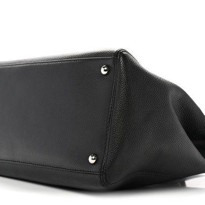 Calfskin Cerf Executive Shopper Tote Black