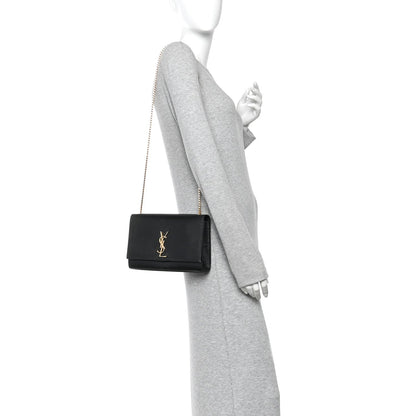 Grain De Poudre Medium Classic Monogram Kate Satchel Black