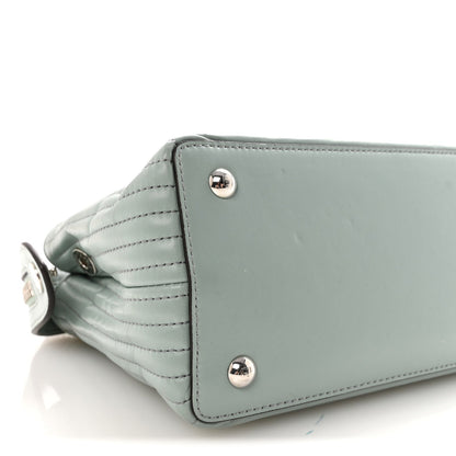 Shiny Nappa Trapuntata Small DotCom Click Top Handle Chain Satchel Light Blue