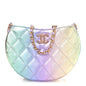 Gradient Metallic Lambskin Quilted Hobo Bag Pink Purple Green