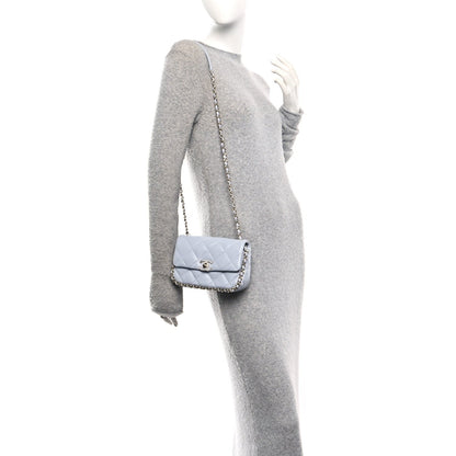 Lambskin Quilted Chain Around Flap Light Grey