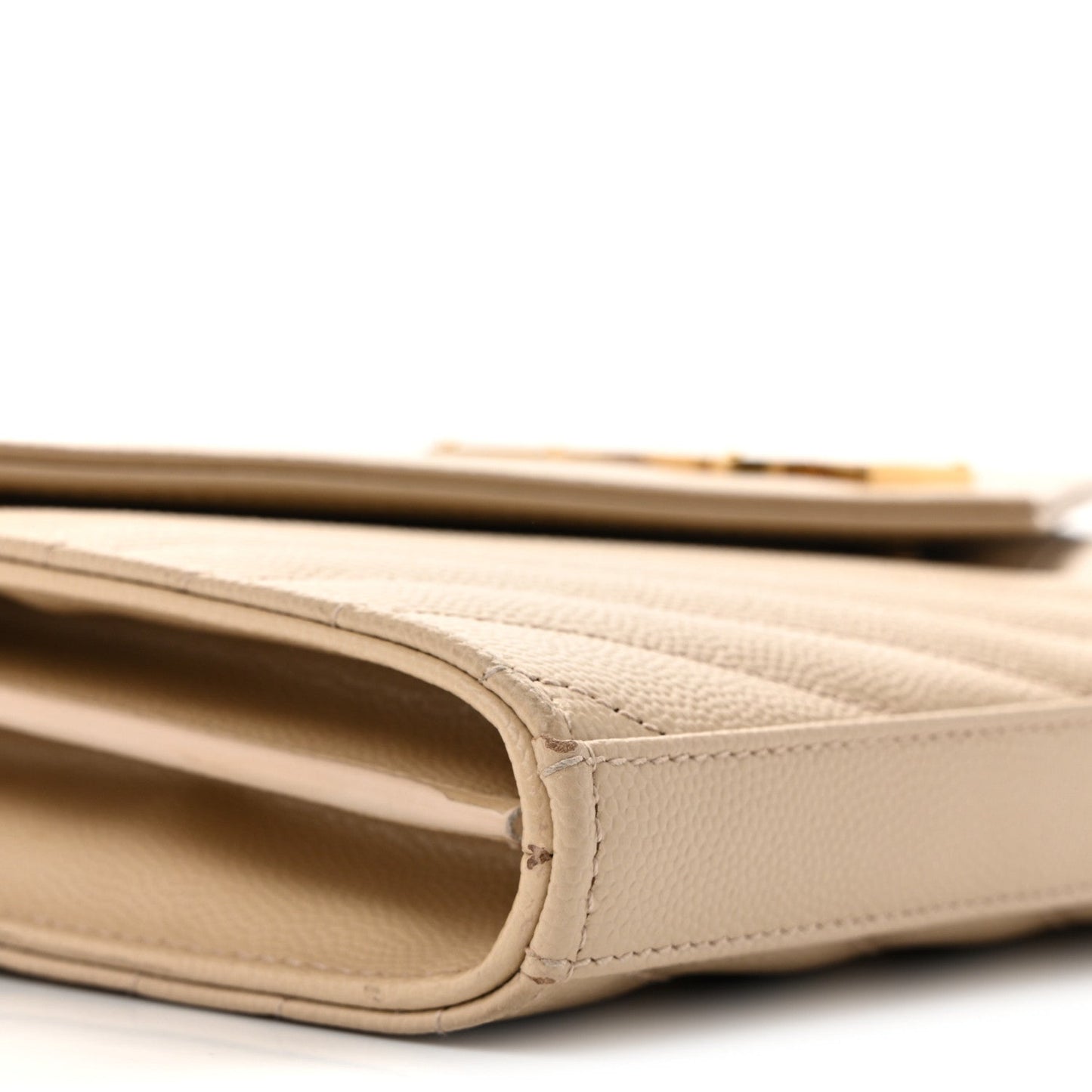 Grain De Poudre Matelasse Chevron Monogram Chain Wallet Dark Beige