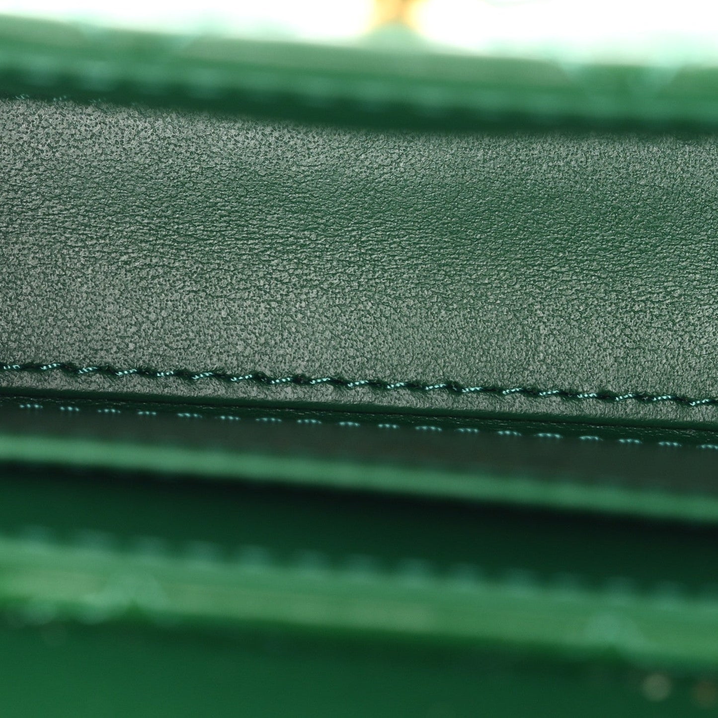 Shiny Aged Calfskin Quilted Mini Nano Kelly Shopper Green