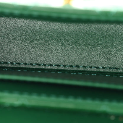 Shiny Aged Calfskin Quilted Mini Nano Kelly Shopper Green