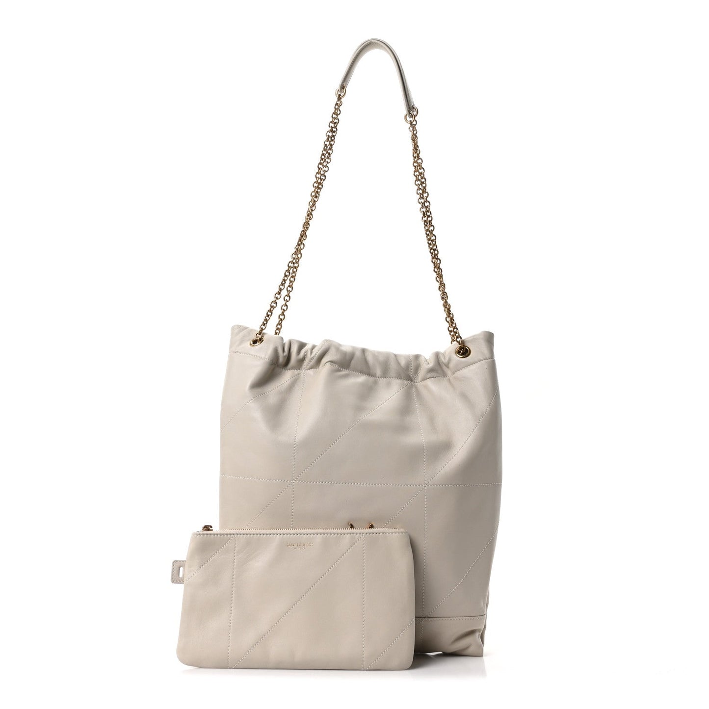 Lambskin Matelasse Monogram Medium Jamie 4.3 Pochon Crema Soft