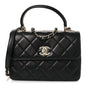 Lambskin Quilted Small Trendy CC Dual Handle Flap Bag Black
