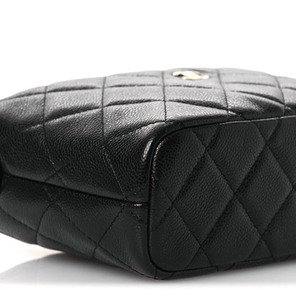 Caviar Quilted Hobo Clutch With Chain Black