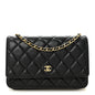 Lambskin Quilted Wallet On Chain WOC Black