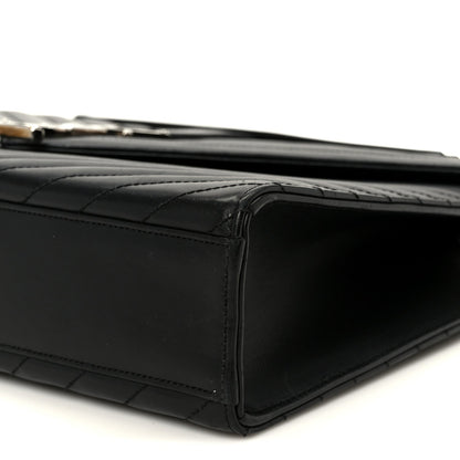 Smooth Calfskin Matelasse Chevron Large Monogram Satchel Black