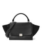Drummed Calfskin Suede Small Trapeze Black
