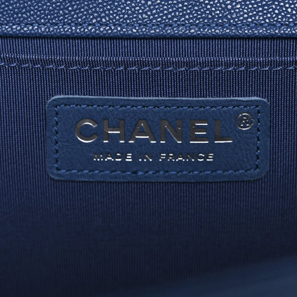Caviar Quilted Medium Boy Flap Dark Blue