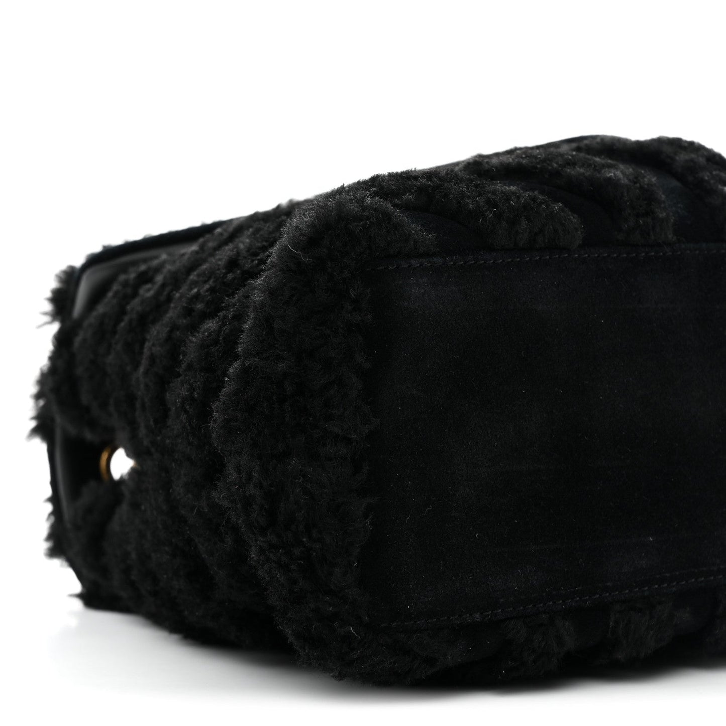 Shearling Y Quilted Monogram Medium Loulou Chain Satchel Black