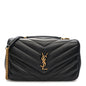 Lambskin Chevron Quilted Medium Loulou Black