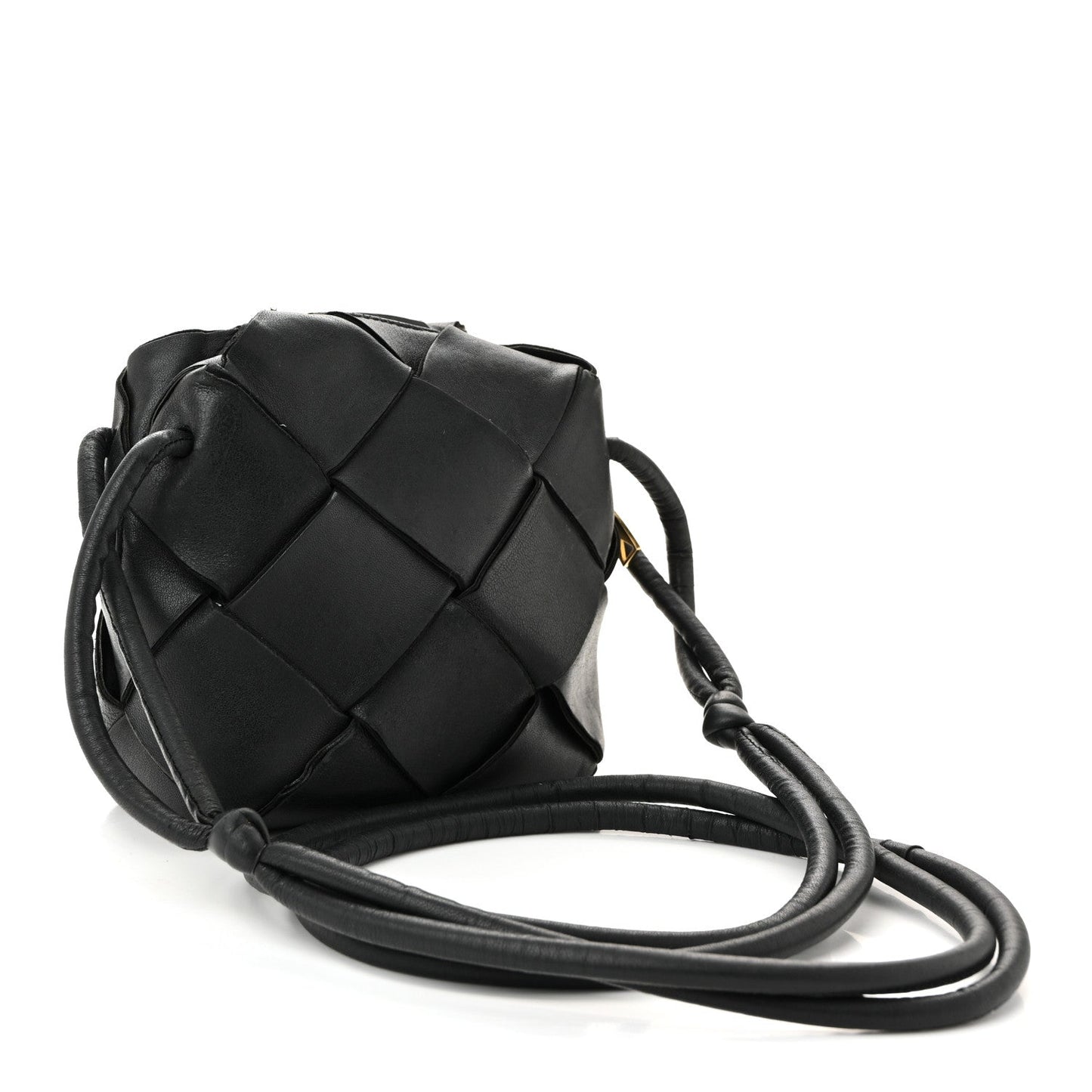 Lambskin Maxi Intrecciato Mini Cassette Camera Bag Black
