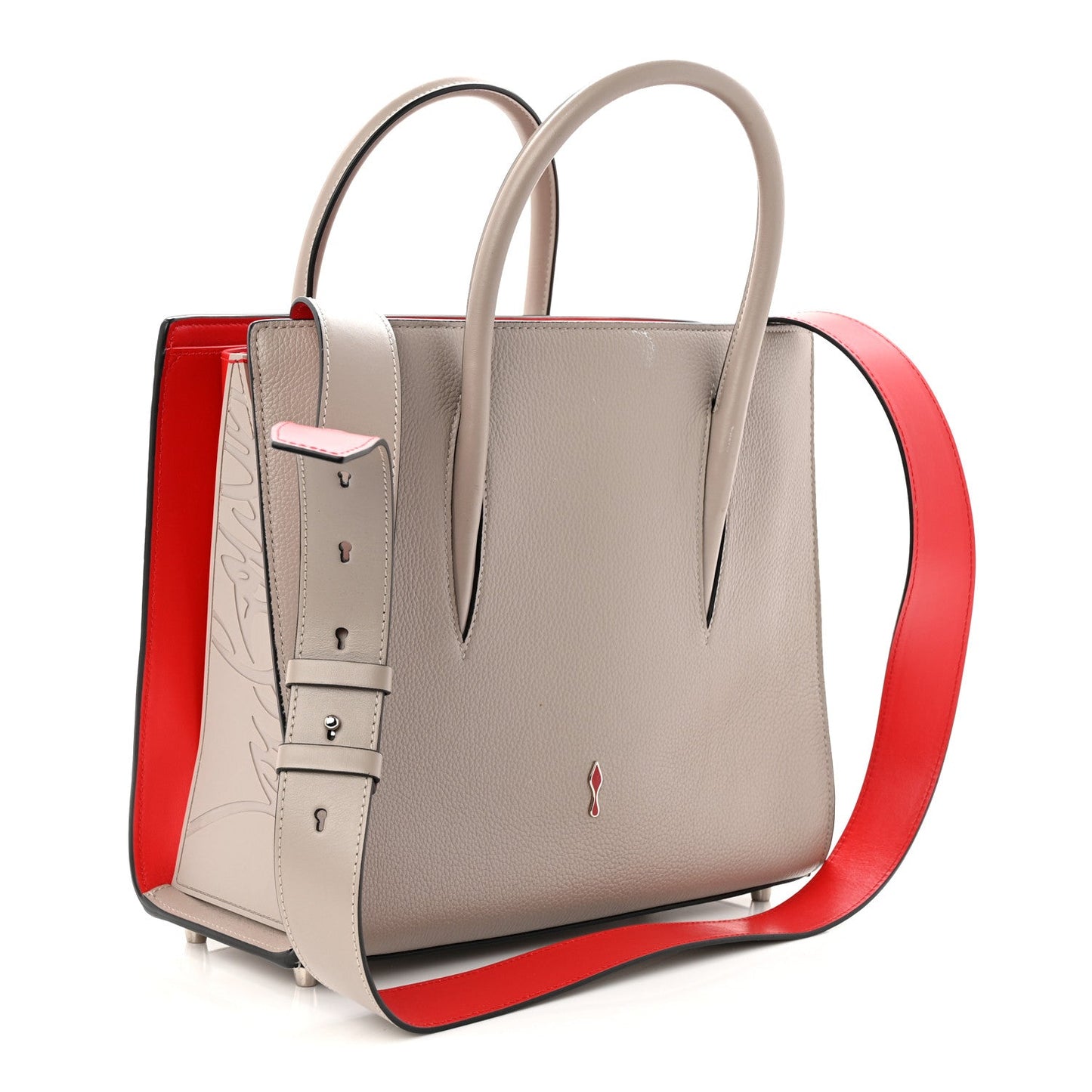 Calfskin Spikes Loubinthesky Medium Grey