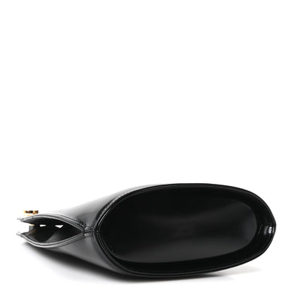 Brushed Calfskin North South Wanda Top Handle Bag Black