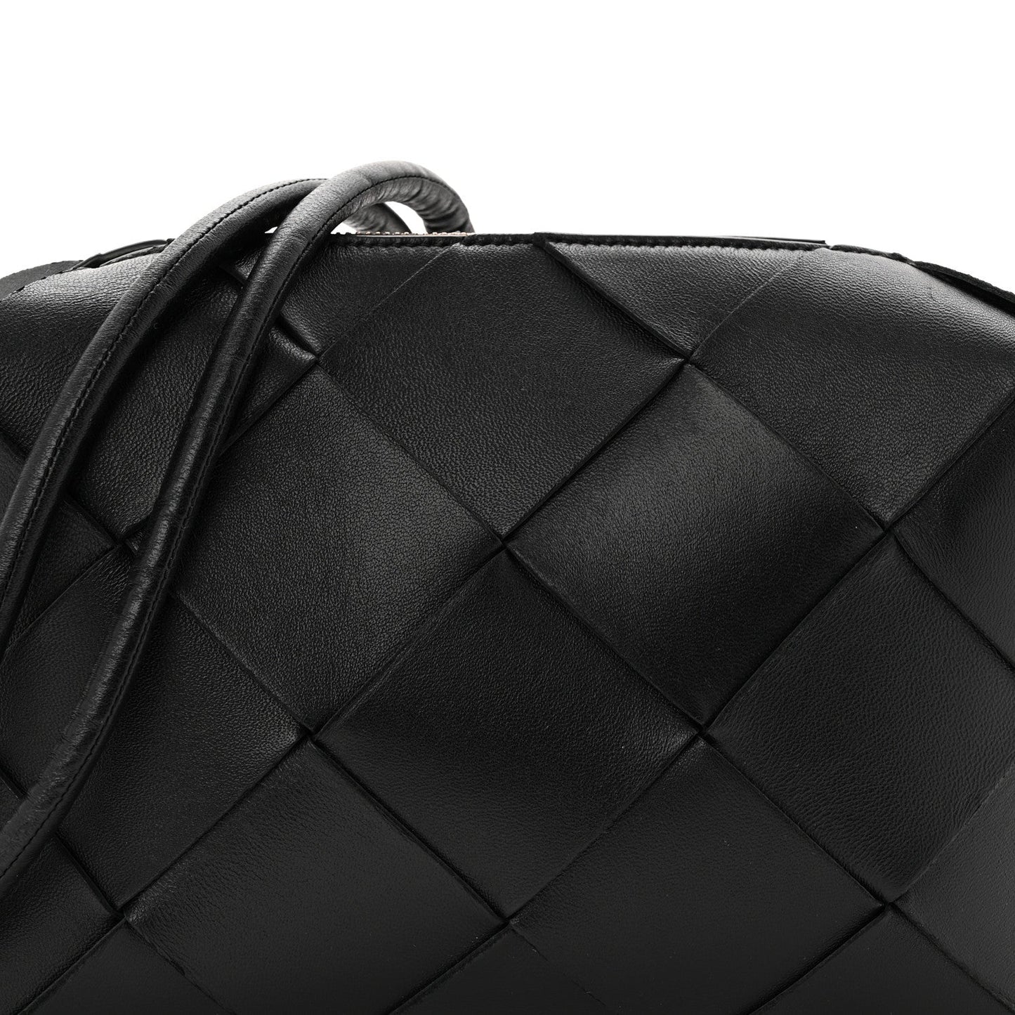 Lambskin Maxi Intrecciato Small Cassette Camera Bag Black
