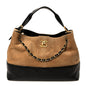 Suede Calfskin Shiny Lambskin Quilted Small Coco Base Shopping Bag Beige Black