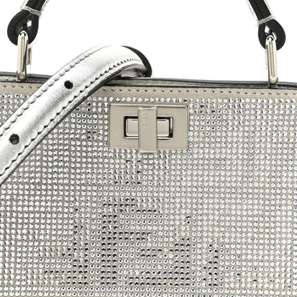 Crystal Vitello Laminato FF Petite Peekaboo I SEE U Satchel Crystal Argento