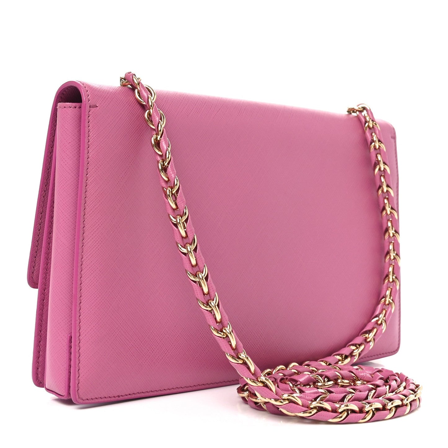 Printed Calfskin Vara Bow Chain Flap Crossbody Fuchsia