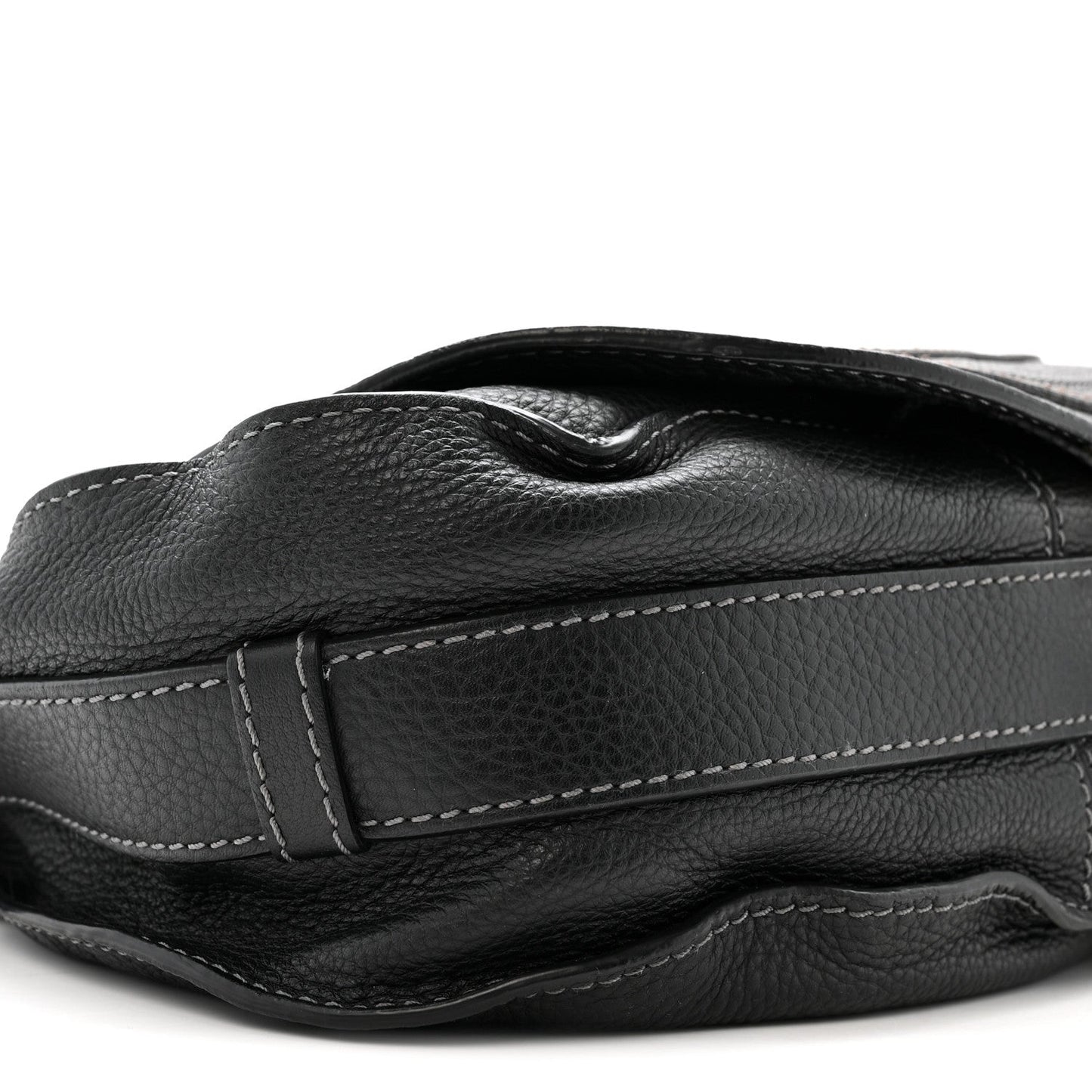 Grained Calfskin Medium Marcie Saddle Bag Black
