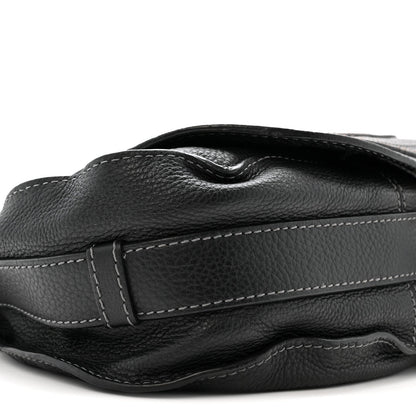 Grained Calfskin Medium Marcie Saddle Bag Black