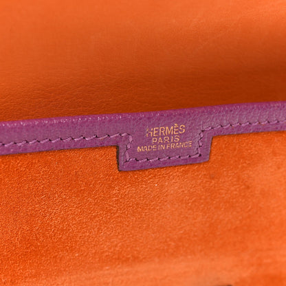 Veau Doblis Suede Chevre Mysore Mini 20 Jige Clutch Orange Cyclamen