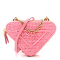 Raffia Calfskin Crochet Logo Embroidered Mini Triangle Pouch Petalo