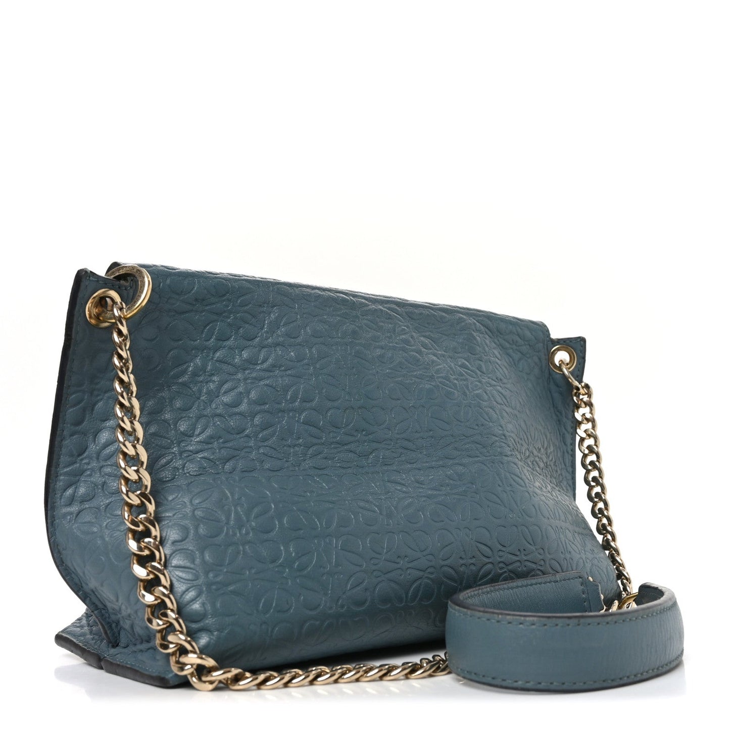 Goatskin Embossed Avenue Shoulder Bag Blue