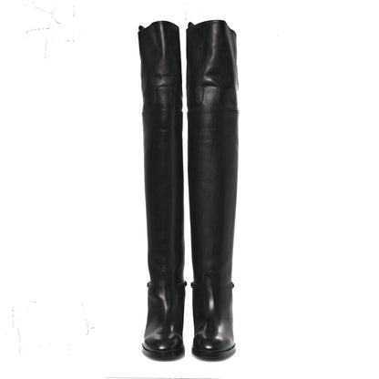 Calfskin Slim Horsebit Over The Knee High Boots 37 Black