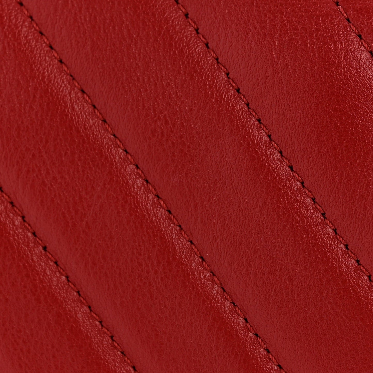 Calfskin Chevron Quilted Large Statement Flap Red