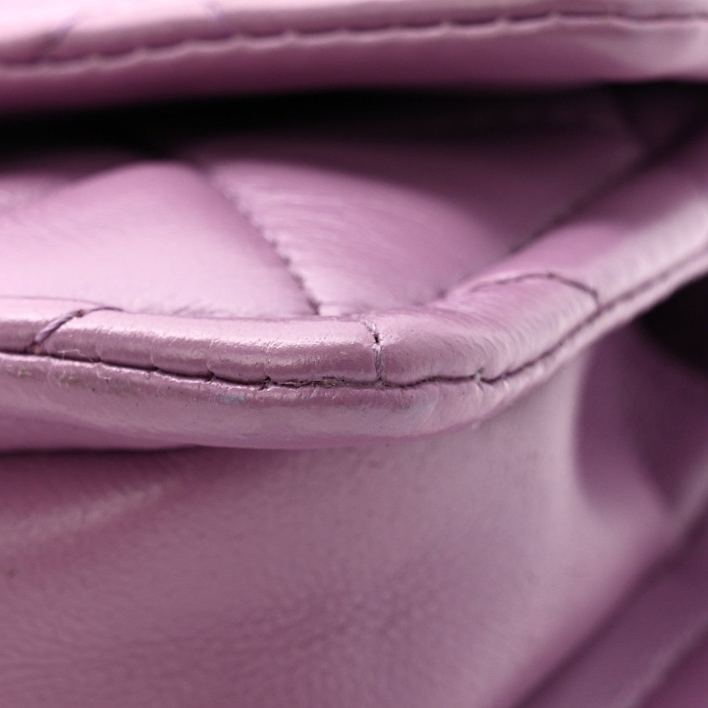 Shiny Lambskin Quilted Extra Mini Flap Purple