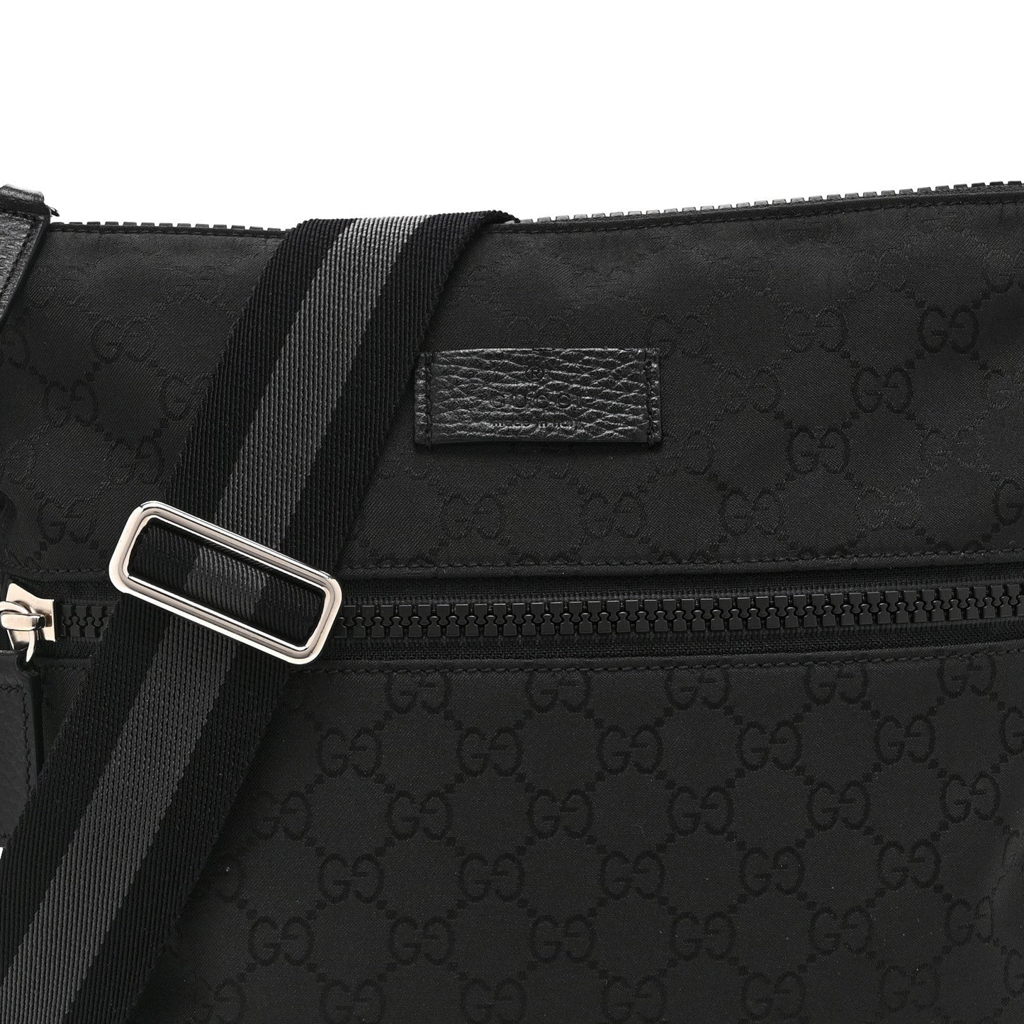 Nylon Monogram Small Flat Messenger Bag Black