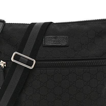 Nylon Monogram Small Flat Messenger Bag Black