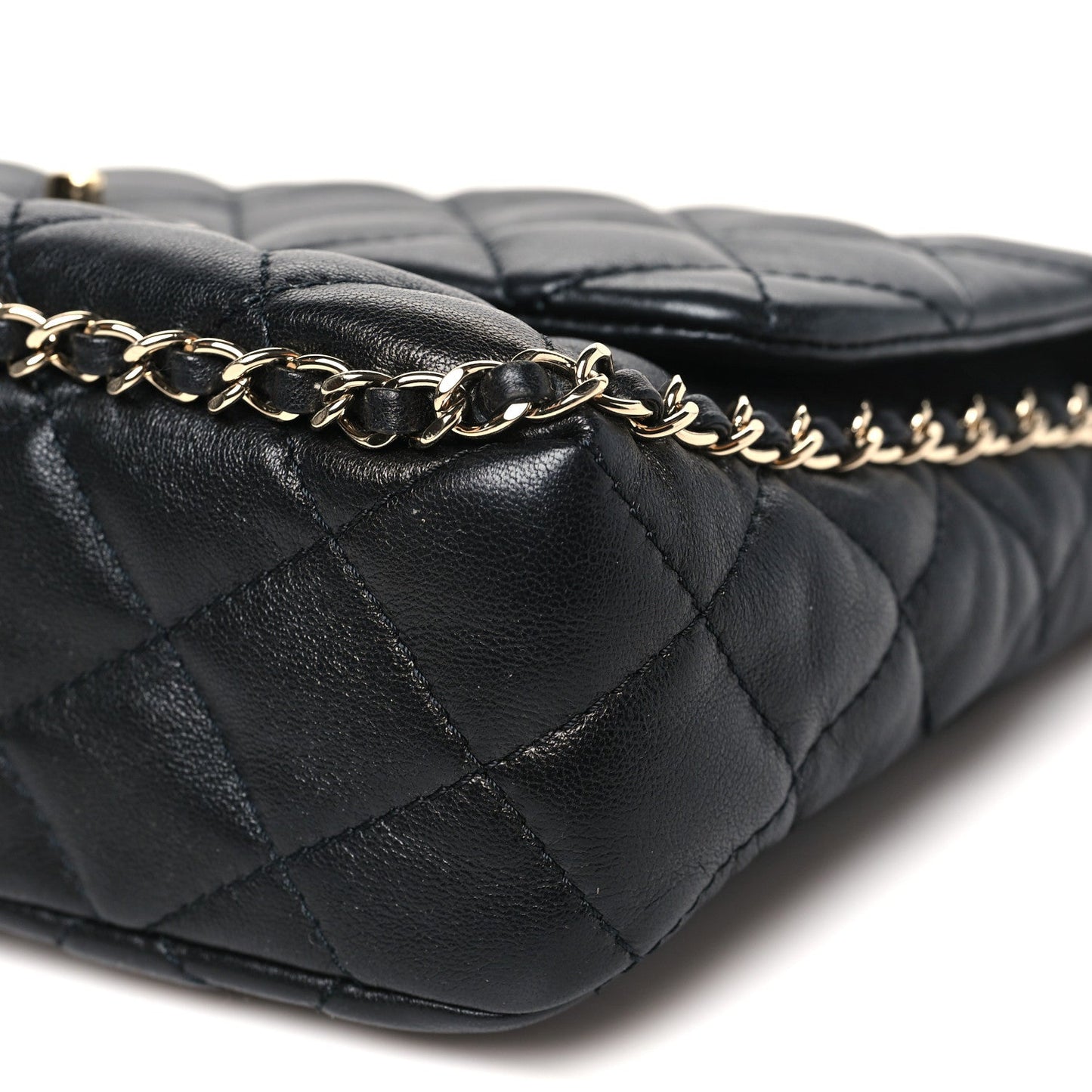 Lambskin Quilted Enamel CC Chain Frame Flap Black