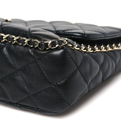Lambskin Quilted Enamel CC Chain Frame Flap Black