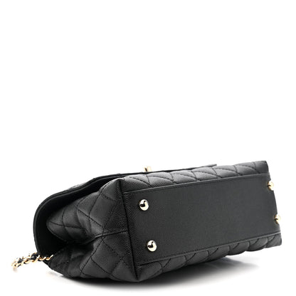 Caviar Quilted Mini Coco Handle Flap Black