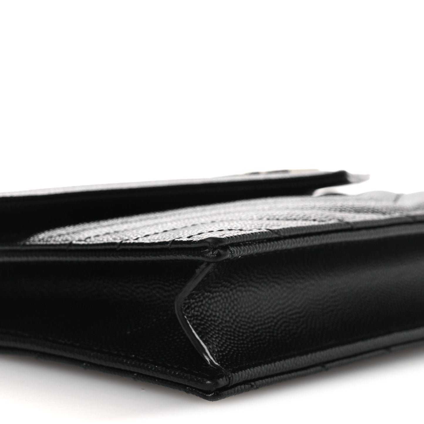 Grain De Poudre Matelasse Chevron Monogram Chain Wallet Black