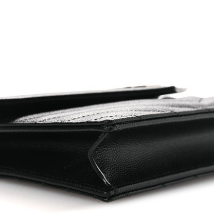 Grain De Poudre Matelasse Chevron Monogram Chain Wallet Black