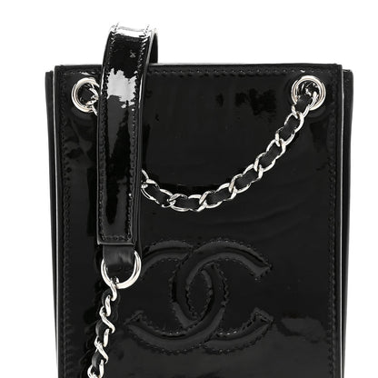 Patent CC Phone Holder Crossbody Black