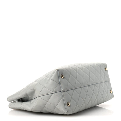 Caviar Quilted Shopping Tote Light Green