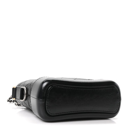 Aged Calfskin Quilted Small Gabrielle Hobo Black